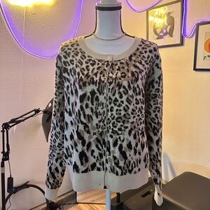 a new day Leopard Print Cardigan - Black and Cream